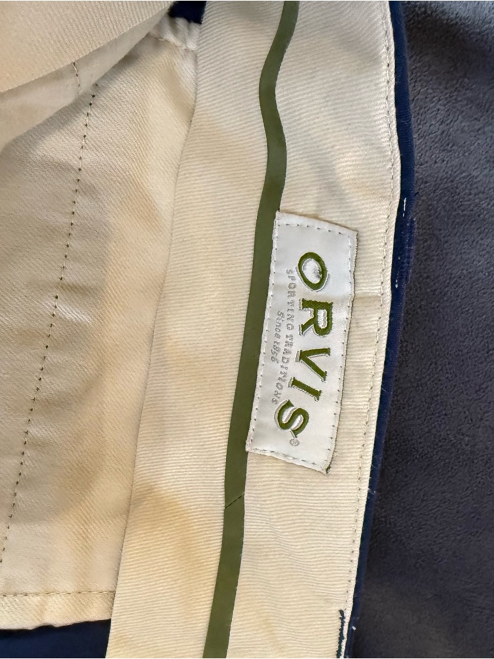 Orvis Navy Chino Pants with gray donkey Embroidery - Picture 7 of 8